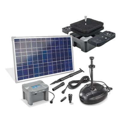 Kit pompe solaire bassin avec filtre, batterie et anneau led, 1300L-35W