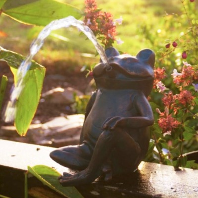 Fontaine solaire Grenouille Assise 600 l/h maxi                                 