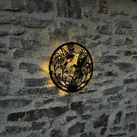 Déco murale solaire 2 oiseaux colibris 32cm                                     