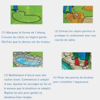 Kit bassin complet 2500l max, avec liner et pompe solaire 1300L-35W, filtre, batterie, led