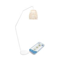 Lampadaire sans fil avec ampoule 900 lm Santorini 165 pied métal abat jour fibre naturelle rechargeable USB avec télécommande