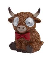 LOT DE 2 VACHES HIGHLANDS MÂLE ET FEMELLE SOLAIRES AUX YEUX INTERACTIFS 9CM     