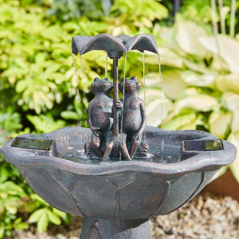 Fontaine solaire bain d'oiseaux Duo de Grenouilles