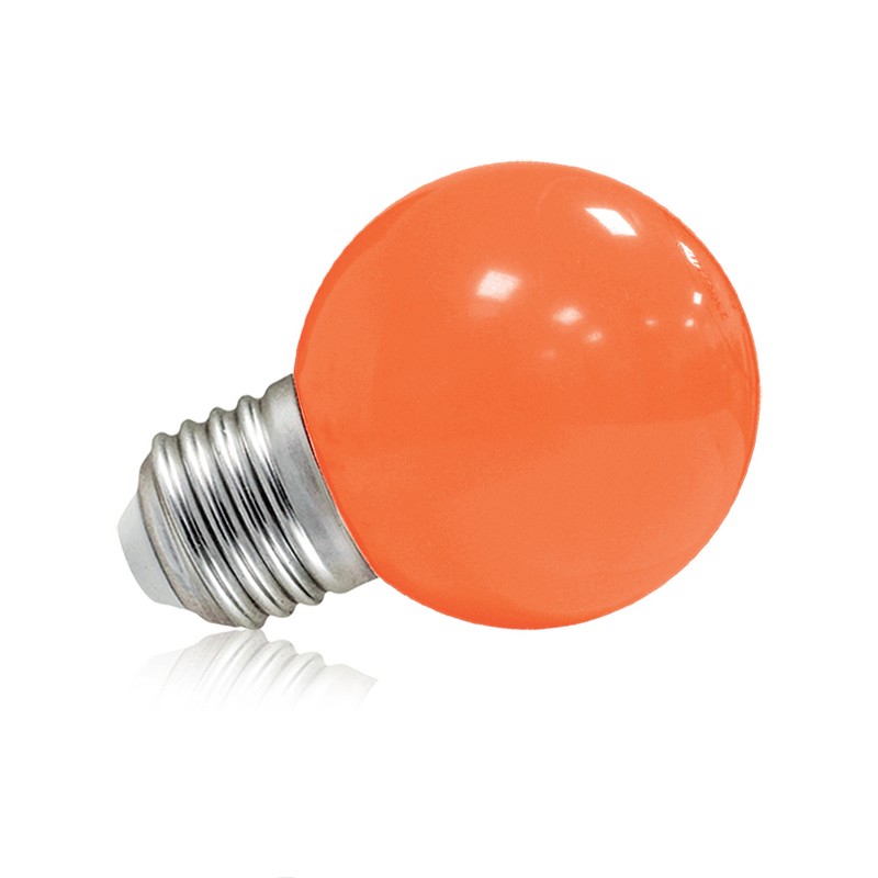 Ampoule led ronde E27 1W couleur orange SolairePratique