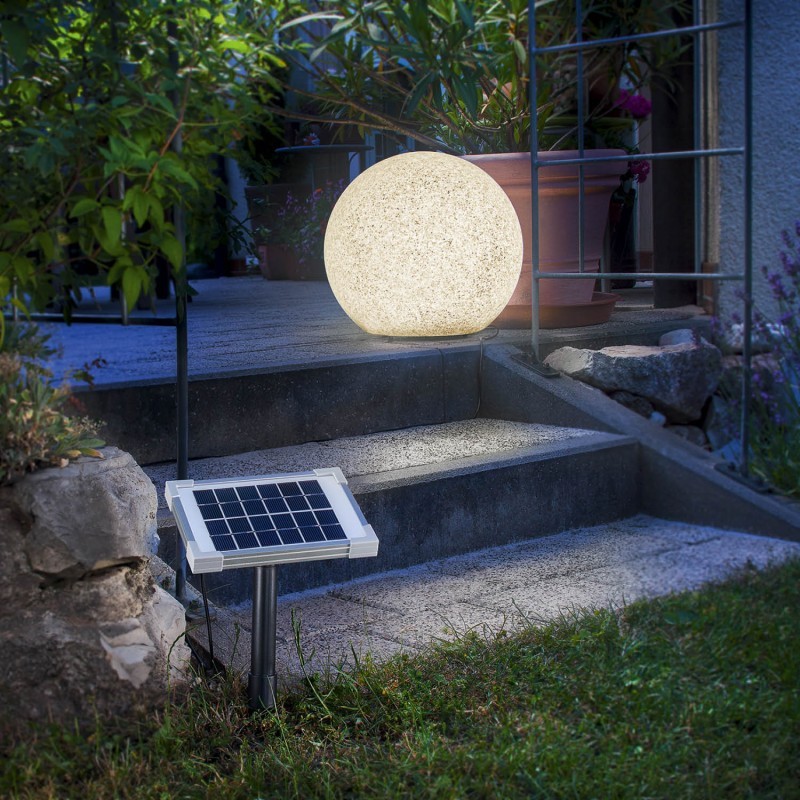 Pierre décorative avec éclairage LED | Sans fil | 8 couleurs possibles |  Solaire | Forme de galets | Étanche | Lampe solaire de jardin (50 cm)