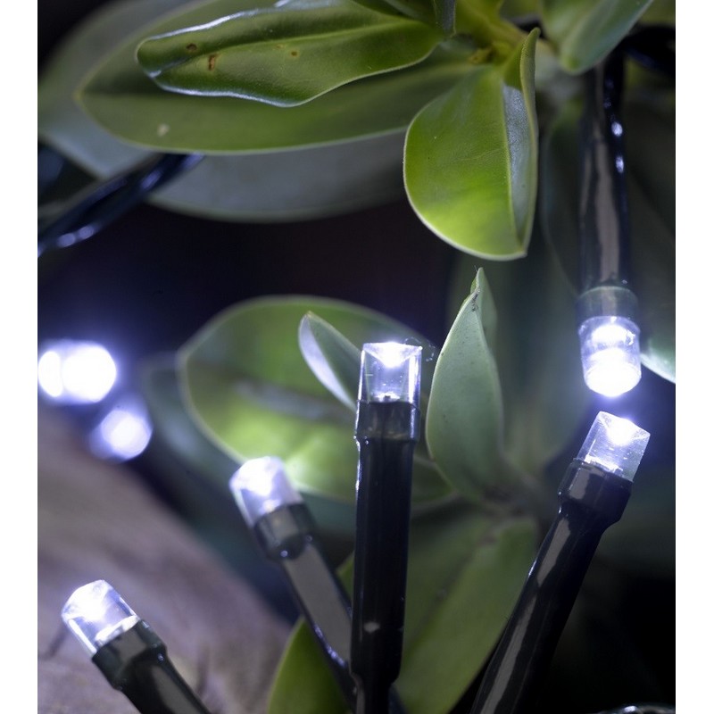 Guirlande lumineuse solaire 200 LED blanc mixte 20 mètres et 8