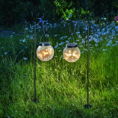 Balise lanterne solaire  globe verre craquelé filament led Golden Globe, lot de 2