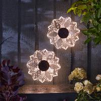 Lot de 2 d�co murales solaires fleur h19cm                                      