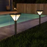 Balise solaire inox diffuseur verre perlé 25 lumens blanc chaud