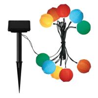 Guirlande solaire 10 lanternes chinoises couleur                                