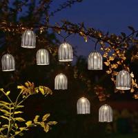 Guirlande solaire 10 lanternes effet rotin led blanc chaud