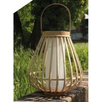 Lampe lanterne solaire et usb bambou naturel Marta effet flamme                 