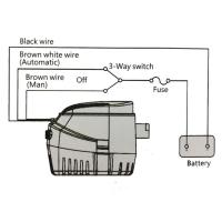 Pompe submersible type vide cale 12V 2500 l/h maxi automatique, interrupteur niveau bas intégré