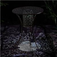 Table lumineuse solaire en métal ajouré