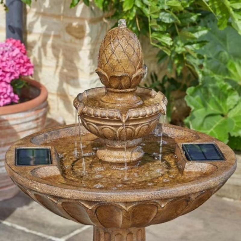 Bain d'oiseaux à 3 niveaux avec pompe solaire 3W, fontaine solaire  détachable à monter soi-même et adaptée au bain d'oiseaux, décoration de  jardin