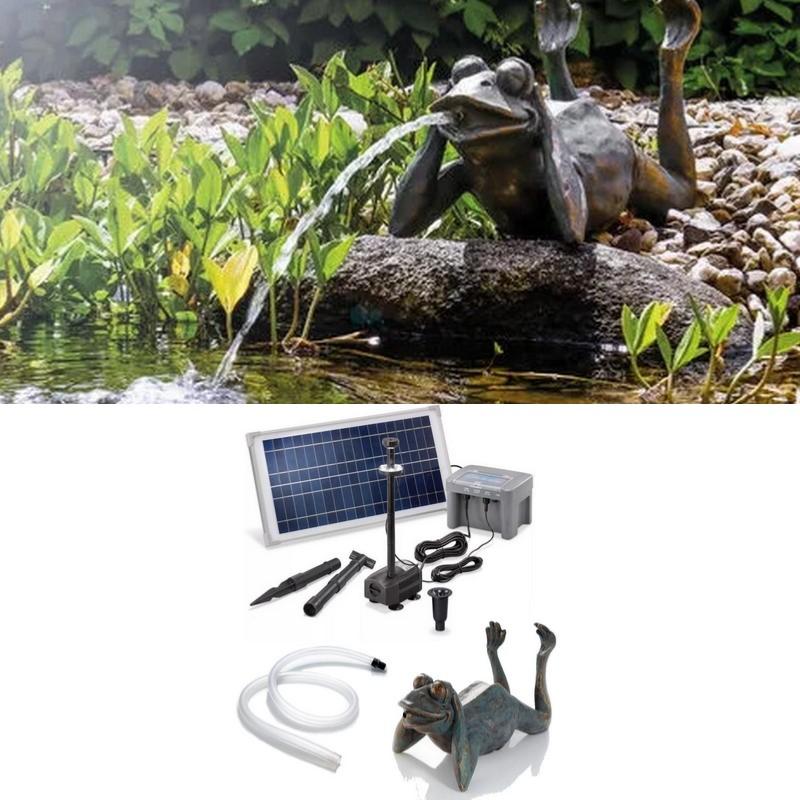 Fontaine solaire Grenouille paresseuse avec kit pompe solaire 500