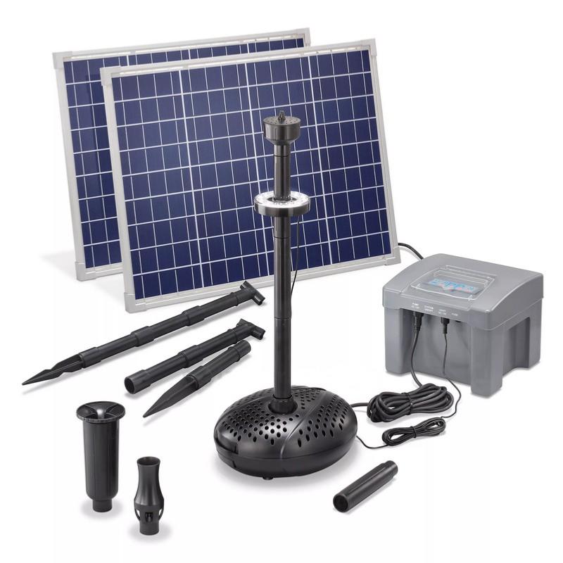 Kit pompe solaire bassin jet d'eau Pro Batt Led 2600L-100W avec