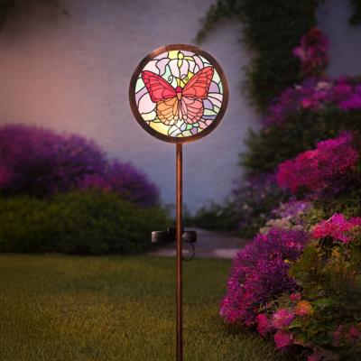Piquet solaire papillon effet vitrail h 89cm                                    