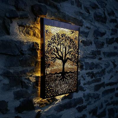 Panneau mural décoratif solaire arbre de vie 50 x 32cm                          