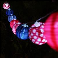 Guirlande solaire Pep's 10 lampions tissu coloré à motifs