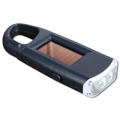 Lampe de poche solaire 2 led avec mousqueton Viper