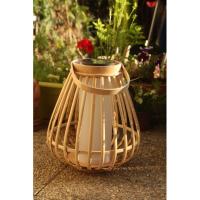 Lampe lanterne solaire et usb bambou naturel Marta effet flamme                 