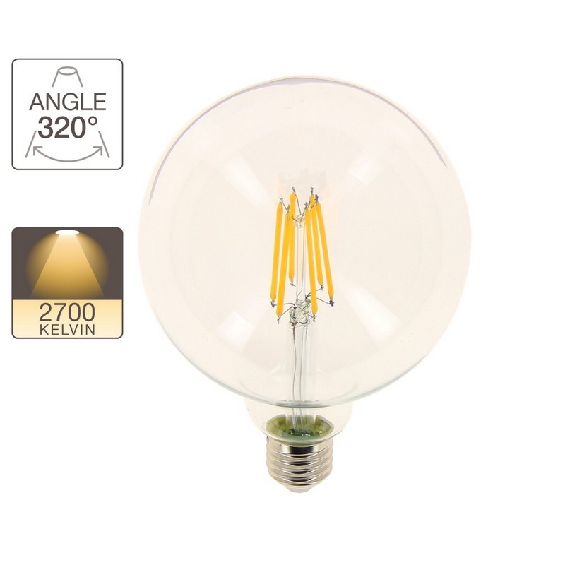 Ampoule Retroled filament, globe G125, culot E27, blanc chaud, 10,6W