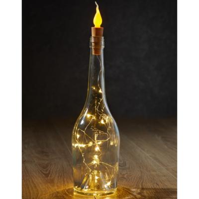 Guirlande lumineuse pour bouteille 12 leds blanc chaud et effet flamme à piles, lot de 2