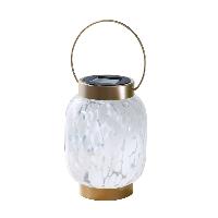 Lanterne effet verre soufflé bleu/ blanc h 17cm                                 