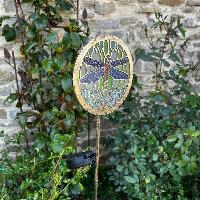 Piquet solaire libellule effet vitrail h 89cm                                   