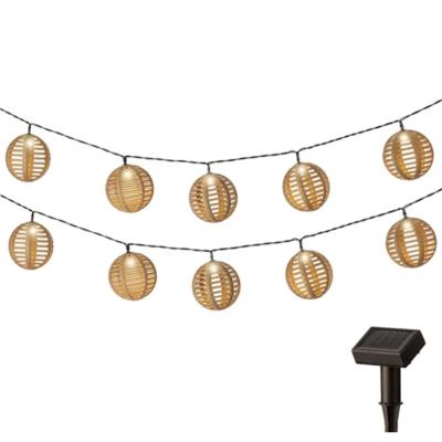 Guirlande solaire 10 boules aspect rotin                                        