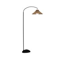 Lampadaire sans fil Niza 165 cm avec ampoule 900 lm maxi télécommande pied métal abat jour fibre naturelle rechargeable USB