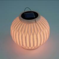 Lampe lanterne solaire résine grès translucide Ibiza