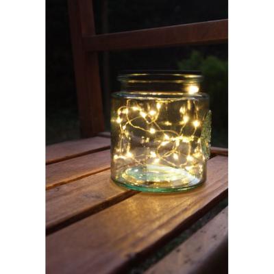 Lampe solaire pot nature verre et liège Edito avec filament 20 leds             