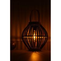 Lampe lanterne solaire bambou Olivie avec ampoule filament vintage led 40 lumens