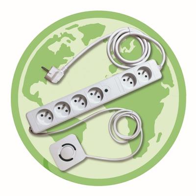 Multiprise secteur avec interrupteur déporté 4 prises + 2 prises permanentes