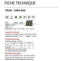 Pile alcaline 1,5V LR3 AAA, Pack de 4