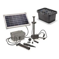 Kit pompe solaire bassin avec filtre, batterie et anneau led, 300L-8W