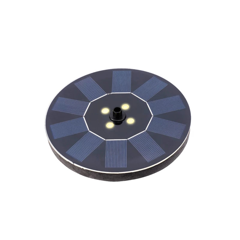 Fontaine solaire disque flottant 130l/h éclairage blanc chaud                   