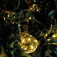 Guirlande solaire 10 ampoules à filament de 10 leds blanc chaud