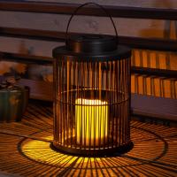 Lampe lanterne solaire décorative métal bougie H 26 cm