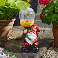 Super nain de jardin solaire 41 cm globe verre craquelé                         