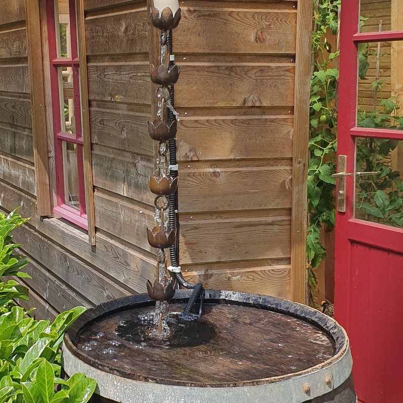 Chaîne De Pluie Décorative 2,5 M Avec 12 Tasses - Évacuation Eau Toit, Gouttière, Tonnelle, Jardin